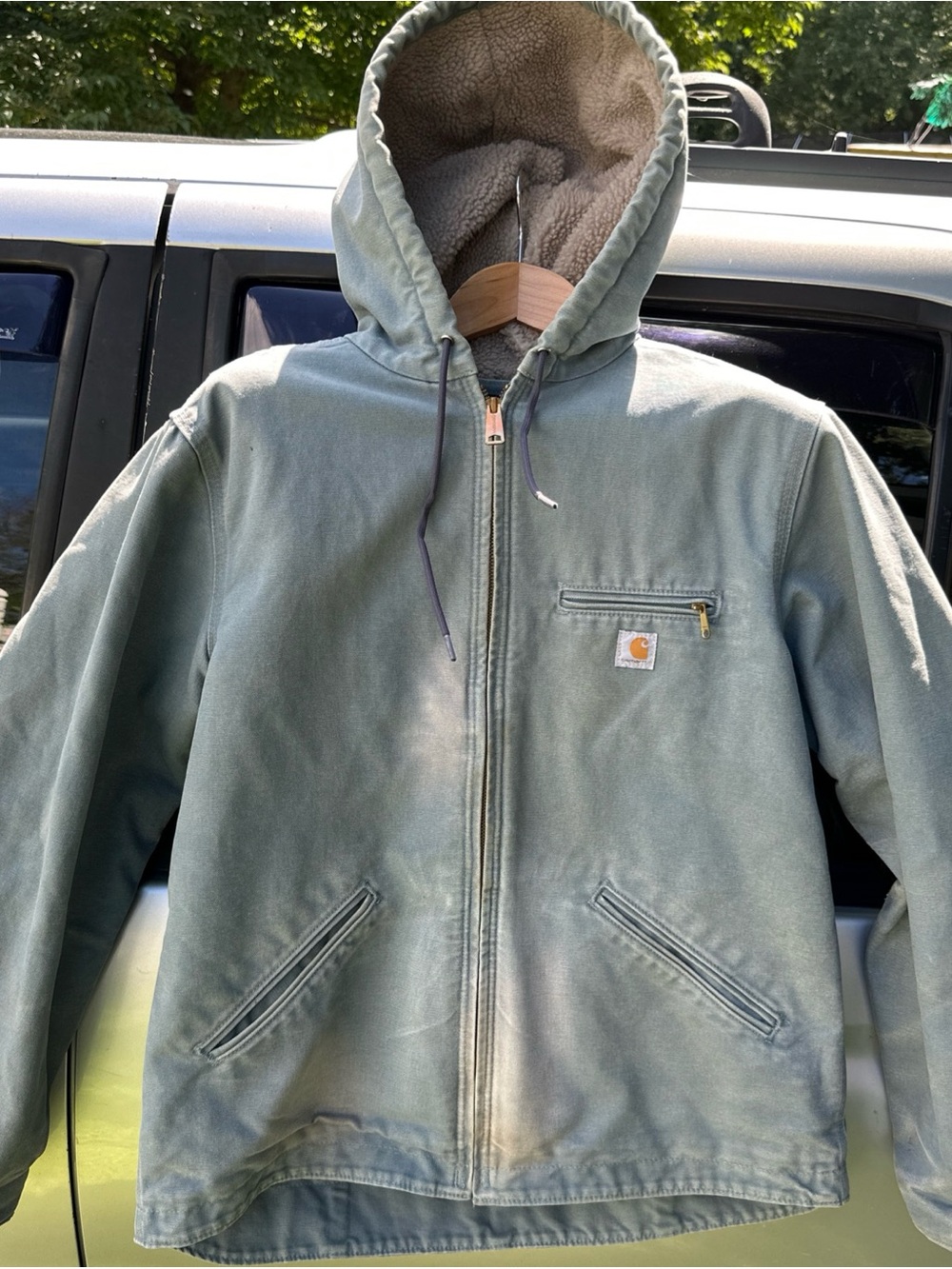 Carhartt Hooded Work Puffer Jacket in Sage Green